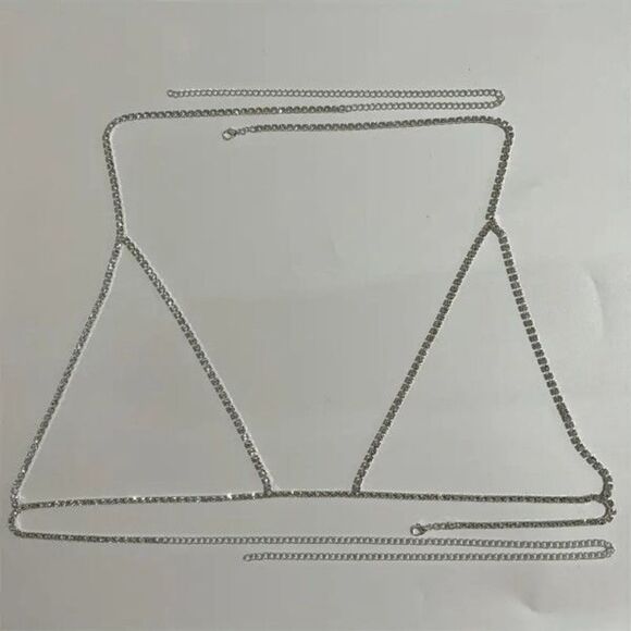 Diamond Silver Body Chest Chain - Picture 4 of 5